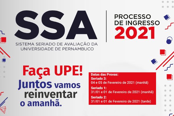 UPE divulga locais de prova das duas primeiras etapas do SSA 2021